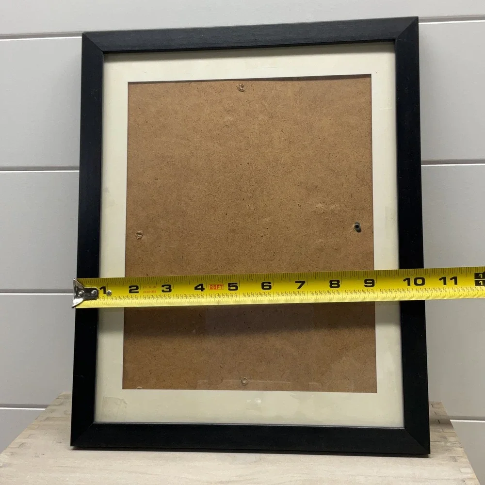 Modern Black Wood Picture Frame with White Mat 10.5x12.5 Tabletop Wall Mount